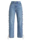 ALICE AND OLIVIA WOMEN'S REITA LACE-UP STRAIGHT-LEG JEANS