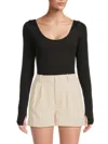 Alice And Olivia Women's Rhys Ribbed Bodysuit In Black