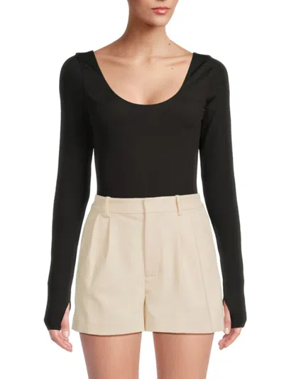 Alice And Olivia Women's Rhys Ribbed Bodysuit In Black