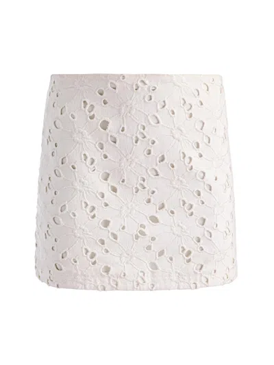 Alice And Olivia Women's Riley Eyelet Denim Miniskirt In White