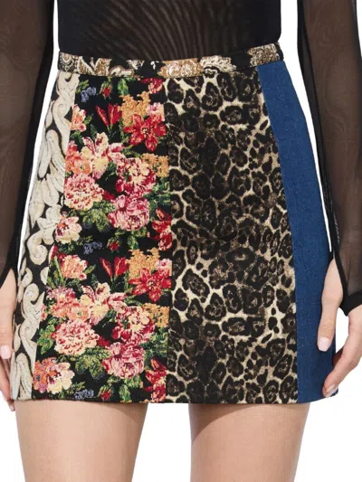Alice And Olivia Women's Riley Mixed-media Miniskirt In Multi