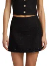 Alice And Olivia Riley Frayed Tweed Mini Skirt In Black