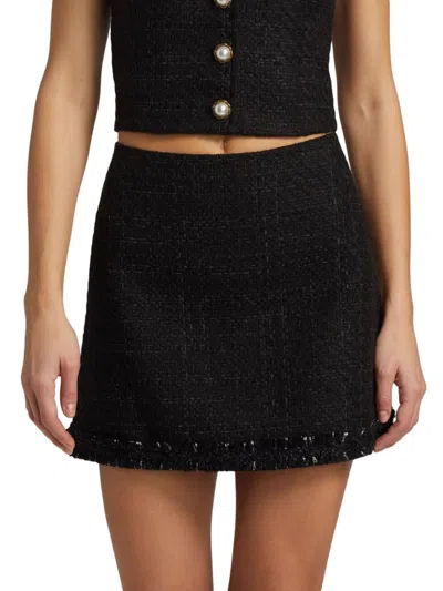 Alice And Olivia Women's Riley Tweed Miniskirt In Black