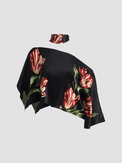 Alice And Olivia Rita One-shoulder Blouse In Black