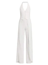 Alice And Olivia Women's Robin Mixed-media Halterneck Jumpsuit In Off White