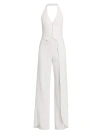 Alice And Olivia Robin Halter Split-leg Vest Jumpsuit In Off White