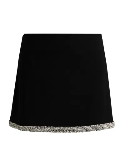 Alice And Olivia Women's Rubi Rhinestone-embellished Hem Miniskirt In Black