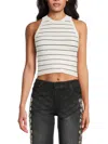 Alice And Olivia Rydel Striped Tank Top In White