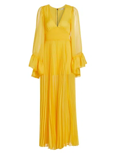 Alice And Olivia Women's Selene Chiffon Long-sleeve Maxi Dress In Yellow