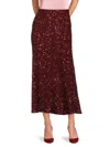 Alice And Olivia Sequin-embellished Flared Skirt In Red