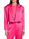 ALICE AND OLIVIA WOMEN'S SHAN CROPPED SATIN BLAZER