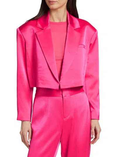 Alice And Olivia Women's Shan Cropped Satin Blazer In Candy