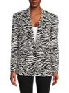 Alice And Olivia Shan Boxy Oversized Embellished Blazer In Black White