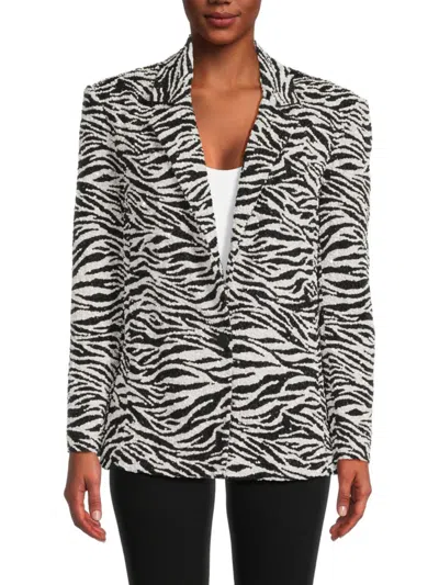Alice And Olivia Shan Zebra-print Sequined Satin Blazer In Animal Print