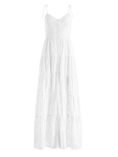 Alice And Olivia Alice + Olivia Shantella Cotton Eyelet Maxi Dress In Off White