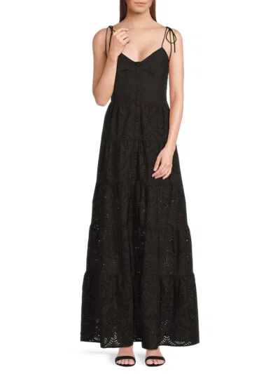 Alice And Olivia Alice + Olivia Shantella Tiered Button Maxi Dress In Black  | ModeSens