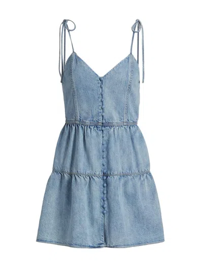 Alice And Olivia Women's Shanti Denim Tiered Minidress In Blue