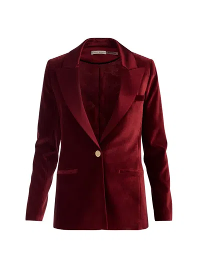 Alice And Olivia Women's Silas Velvet Single-breasted Blazer In Burgundy