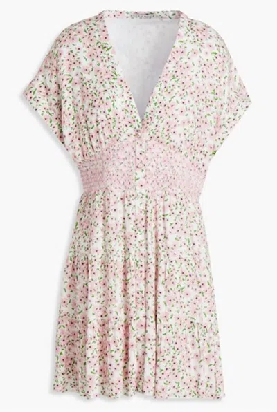 Alice And Olivia Women Smocked Waist Button Front Dress In Pink Multi