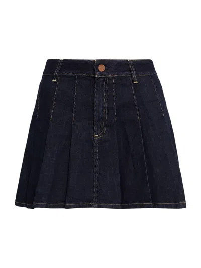 Alice And Olivia Women's Suzie Pleated Denim A-line Miniskirt In Blue