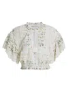 ALICE AND OLIVIA WOMEN'S TABITHA FLORAL LACE TASSEL BLOUSE