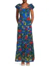 ALICE AND OLIVIA WOMEN'S TAWNY FLORAL EYELET TIERED MAXI DRESS