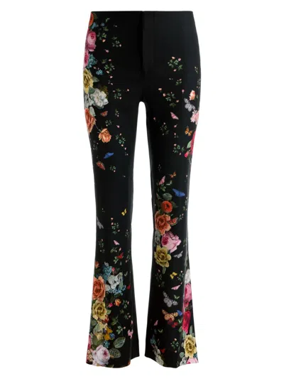 Alice And Olivia Women's Teeny Floral Bootcut Pants In Black
