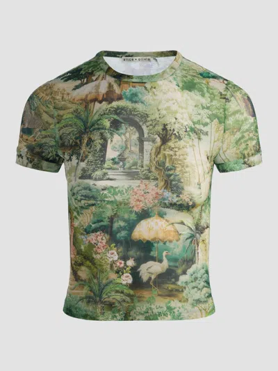 Alice And Olivia Women's Tess Terraine Print T-shirt In Green