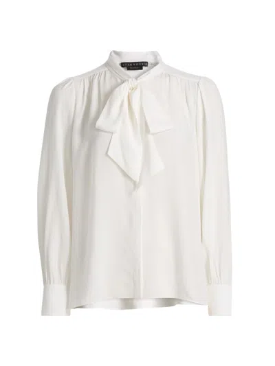 Alice And Olivia Women's Thayer Tieneck Blouse In White