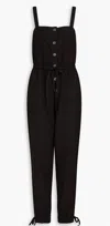 Alice And Olivia Women Tiana Button Front Patch Pocket Jumpsuit In Black In Black