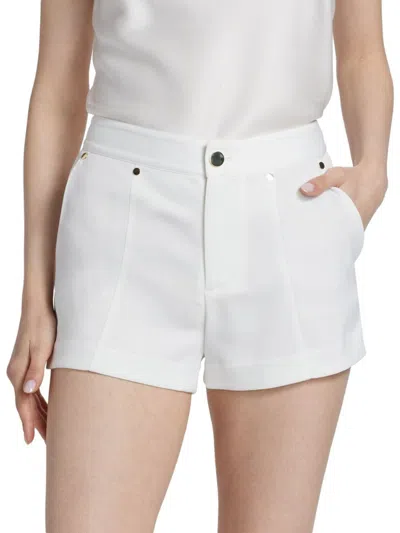 Alice And Olivia Women's Tommie Satin-back Crêpe Shorts In White
