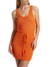 Alice And Olivia Tomoko Crocheted Cotton-blend Mini Dress In Orange