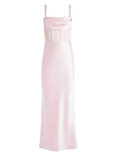 Alice And Olivia Women's Valentina Satin Corset Column Gown In Pink Lace