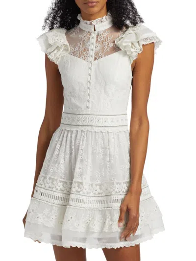 Alice And Olivia Women's Vernita Ruffled Lace A-line Minidress In Multi