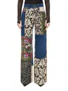 Alice And Olivia Weezy Mixed Media High Rise Wide Leg Jeans In Denim Multi