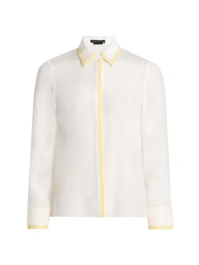 Alice And Olivia Women's Willa Contrast-trim Silk Shirt In White
