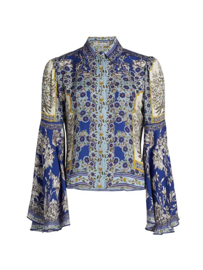 Alice And Olivia Women's Willa Floral Bell-sleeve Blouse In Multi
