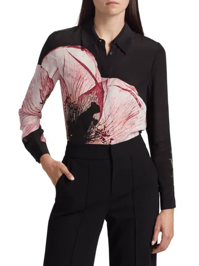 Alice And Olivia Women's Willa Floral Silk Button-front Shirt In Multi