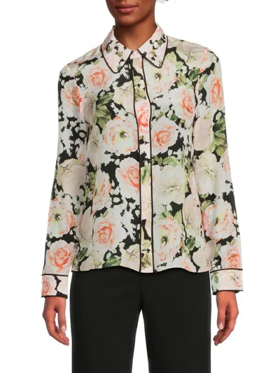 Alice And Olivia Women's Willa Floral Silk Button-front Shirt In Multi