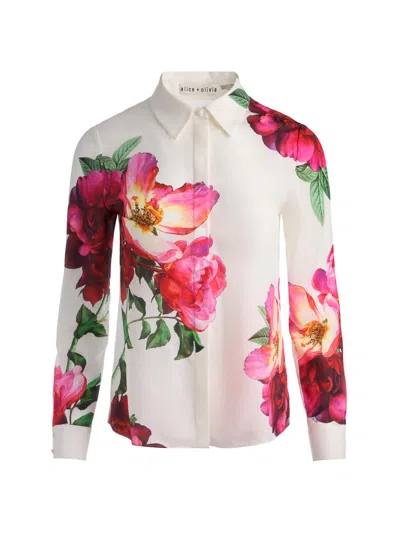Alice And Olivia Willa Blouse In Empress Bloom Off White