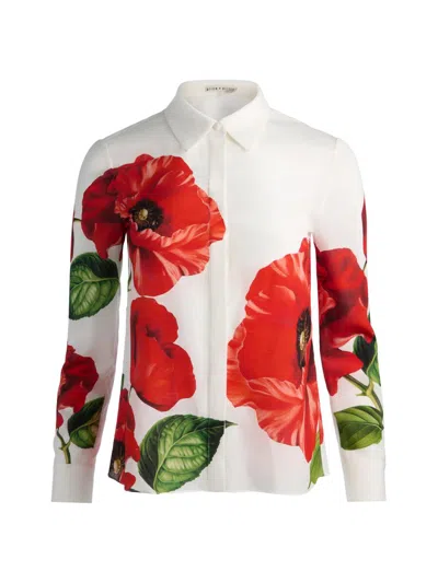 Alice And Olivia Willa Silk Blouse In Multi