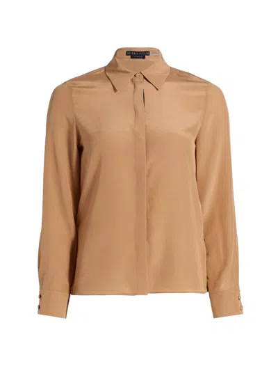 Alice And Olivia Women's Willa Silk Shirt In Brown