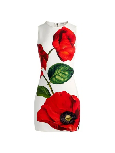Alice And Olivia Wynell Fitted Mini Dress Summer Poppy In Black