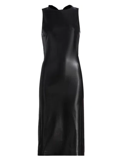 Alice And Olivia Wynell Faux Leather Midi Dress In Black
