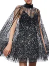 Alice And Olivia Women's Zenon Sequined Cape Minidress In Multi