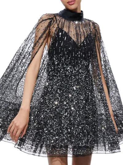 Alice And Olivia Women's Zenon Sequined Cape Minidress In Multi
