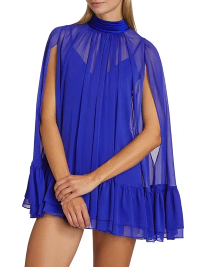 Alice And Olivia Women's Zenon Sheer Cape Minidress In Blue