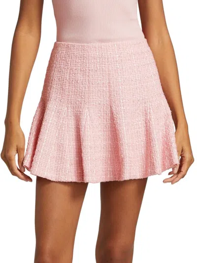 Alice And Olivia Women's Zona Tweed Godet Miniskirt In Pink