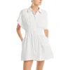 Alice And Olivia Lurlene Vegan Leather Mini Shirtdress In White