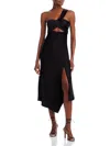 Alice And Olivia Harmony Asymmetrisches Midikleid Aus Satin Mit Cut-out In Black